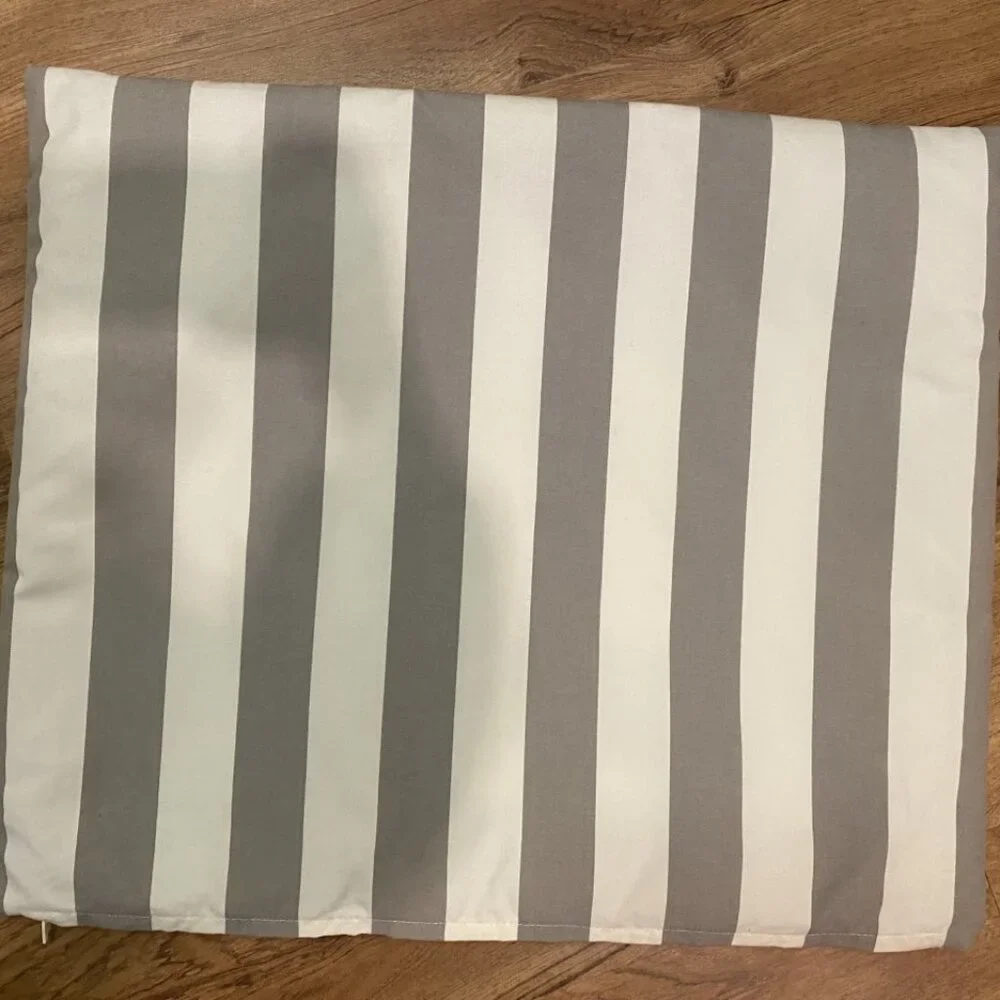 West Elm Gray & Off White Striped Indoor Outdoor Pillow Cover 23.5 x 20